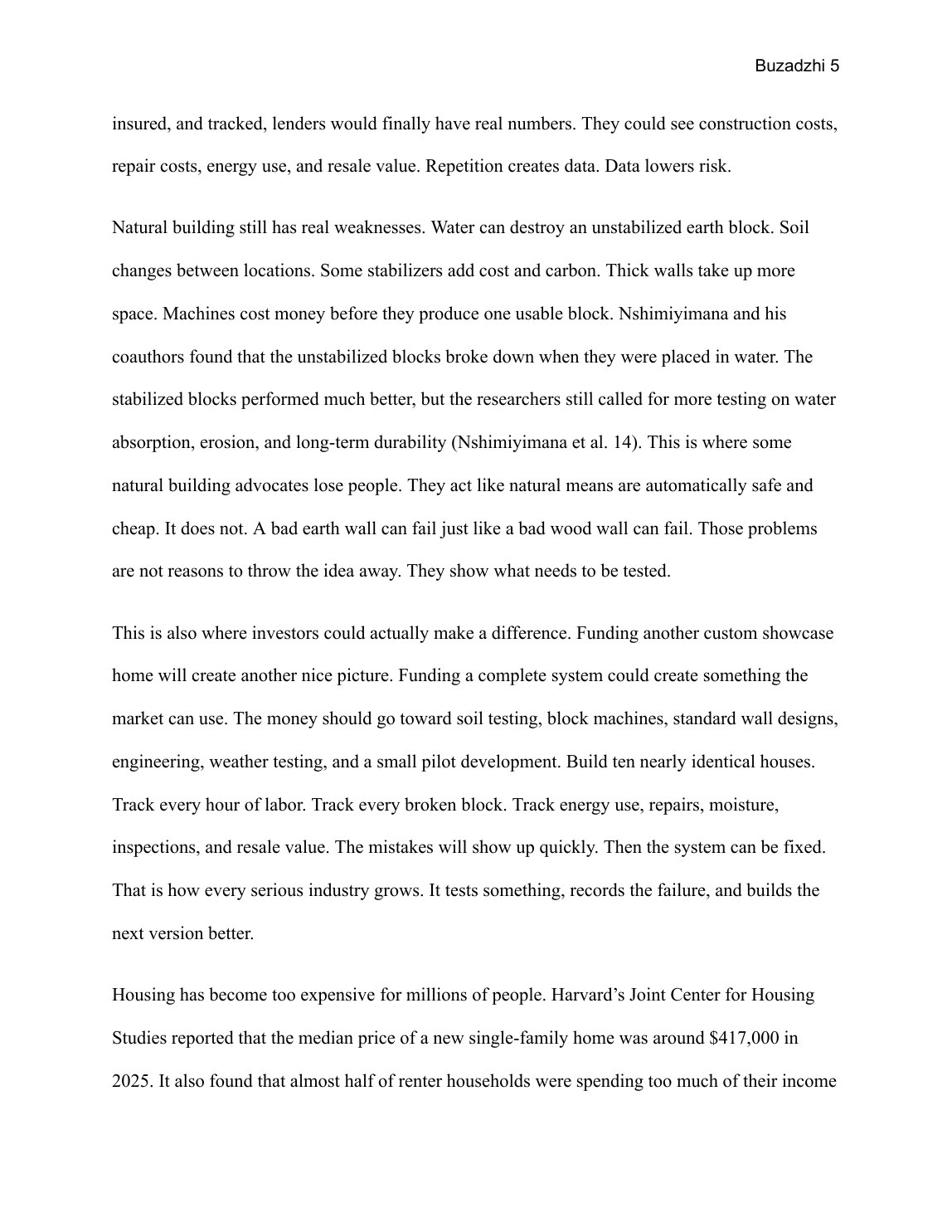 Page 5 of 7 of Natural Building: An Assessment of Viability